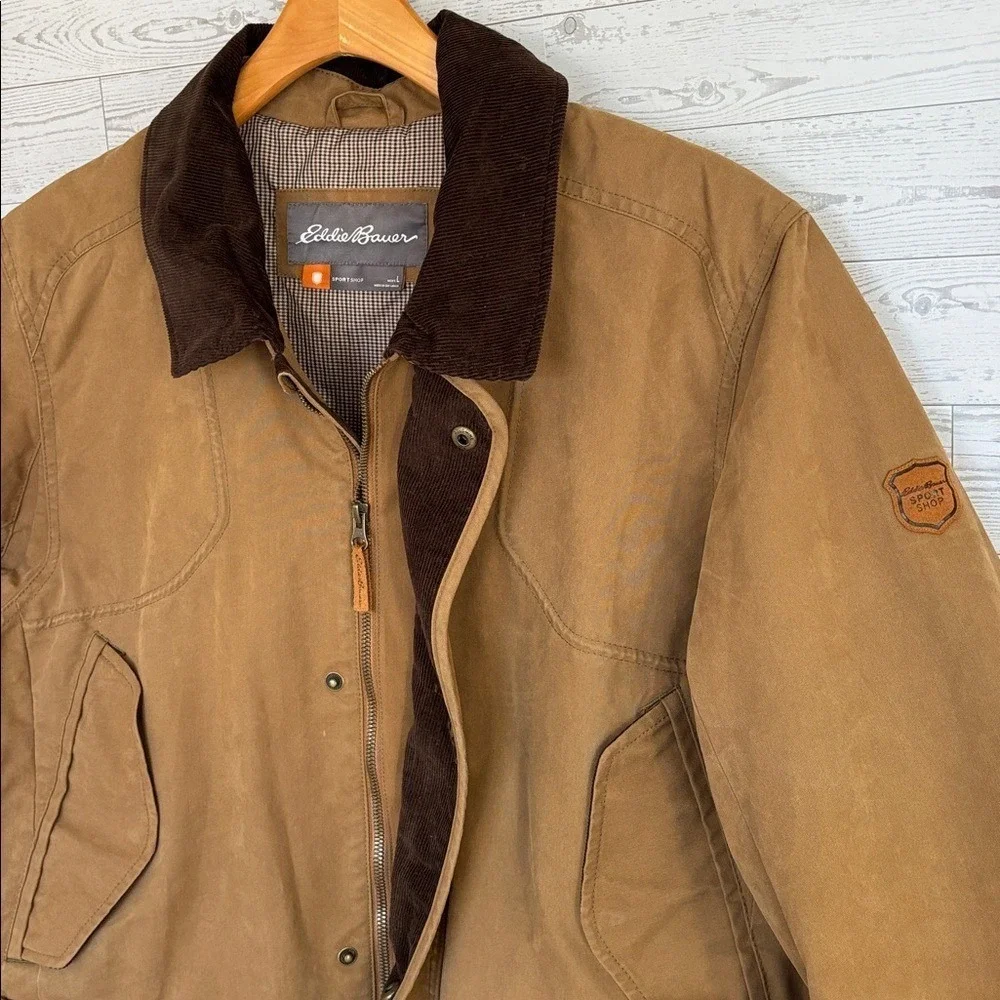 Eddie Bauer Bainbridge Field Barn Jacket Water Resistant Waxed Canvas Coat Large